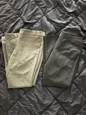 Women’s Slim Capri Dress Pants Bundle - Olive Green and Black - 2 Pack Lot